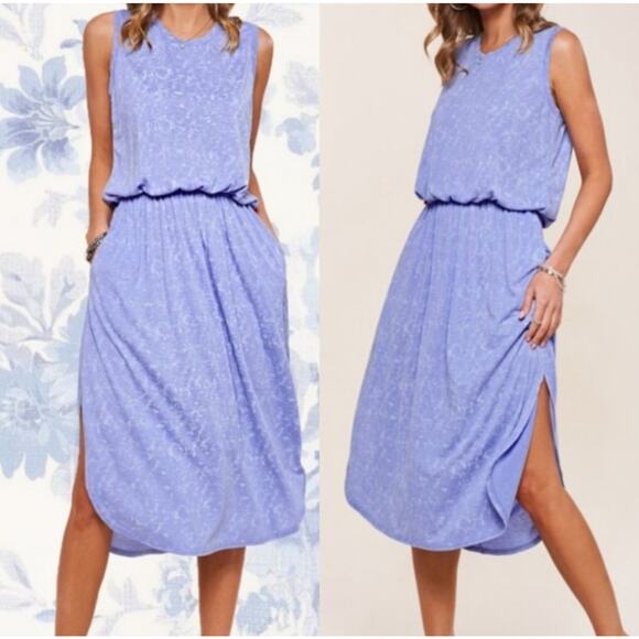 LA MIEL Dresses & Skirts - NWT La Miel Casual Lightweight Side Slit Summer Dress w/ Pockets Cornflower Sz L